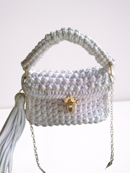 White crochet smart bag